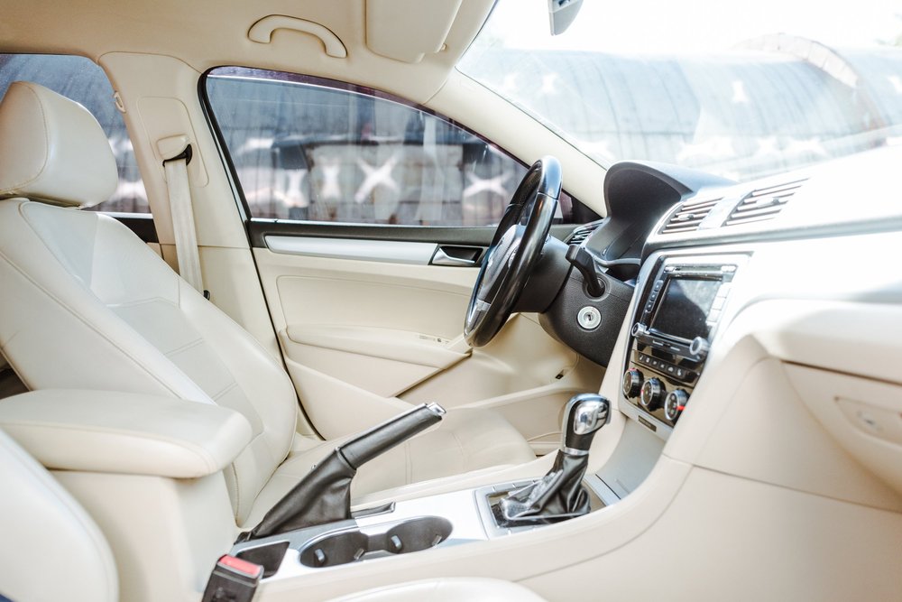Clean white car interior