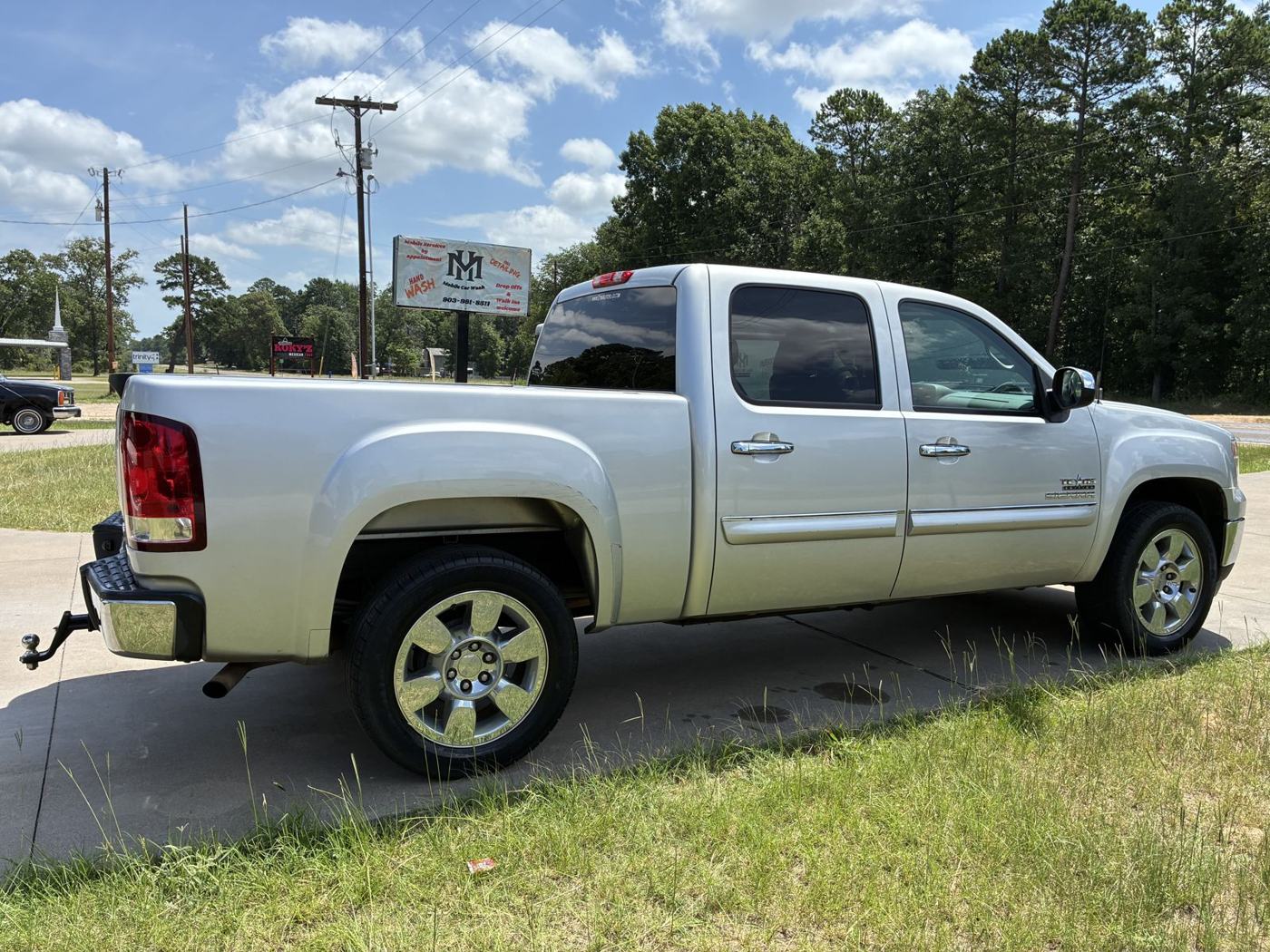 Silver GMC Sierra after truck wash