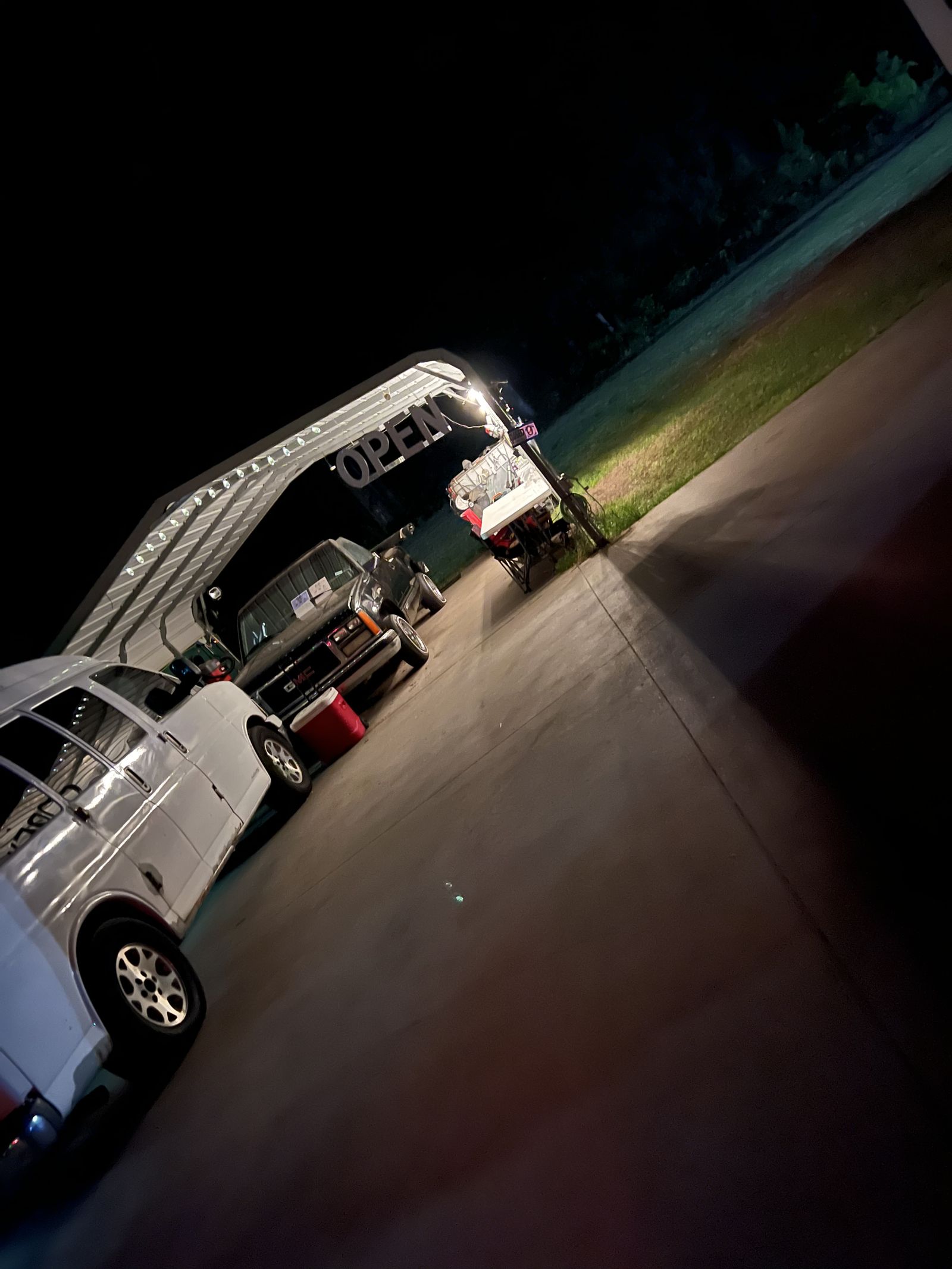 MH Mobile Car Wash truck at night with OPEN sign