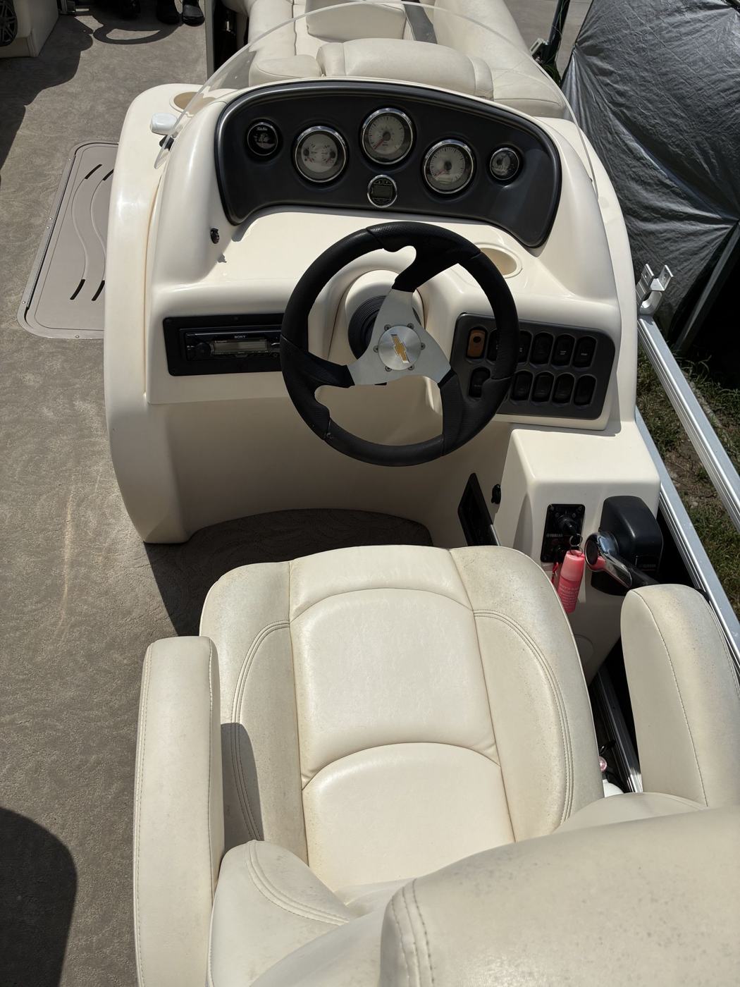 Pontoon boat helm and seats after interior detail